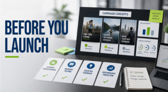 Advertising message testing and audience feedback before launching a campaign